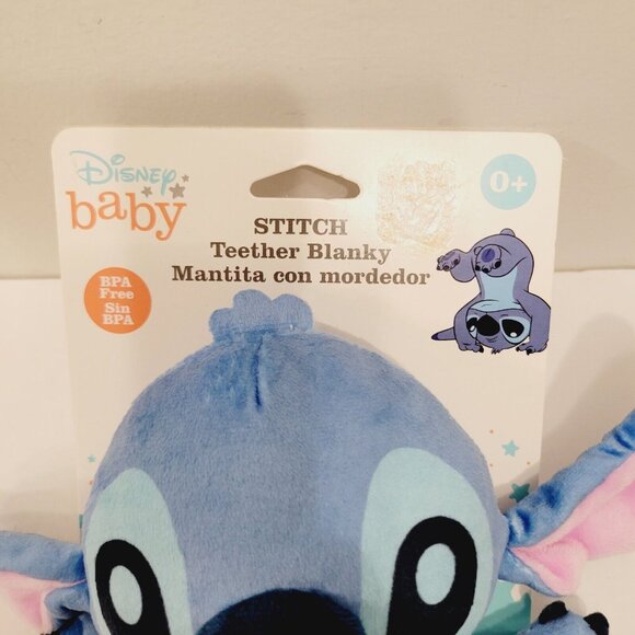 Infant Toddler Disney Baby Stitch Teether Blanky Plush Sensory Crinkle Teether - Picture 3 of 4